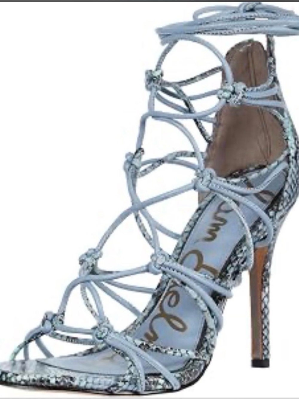 Sam Edelman Light Blue Strappy Lace-Up Stiletto Sandals